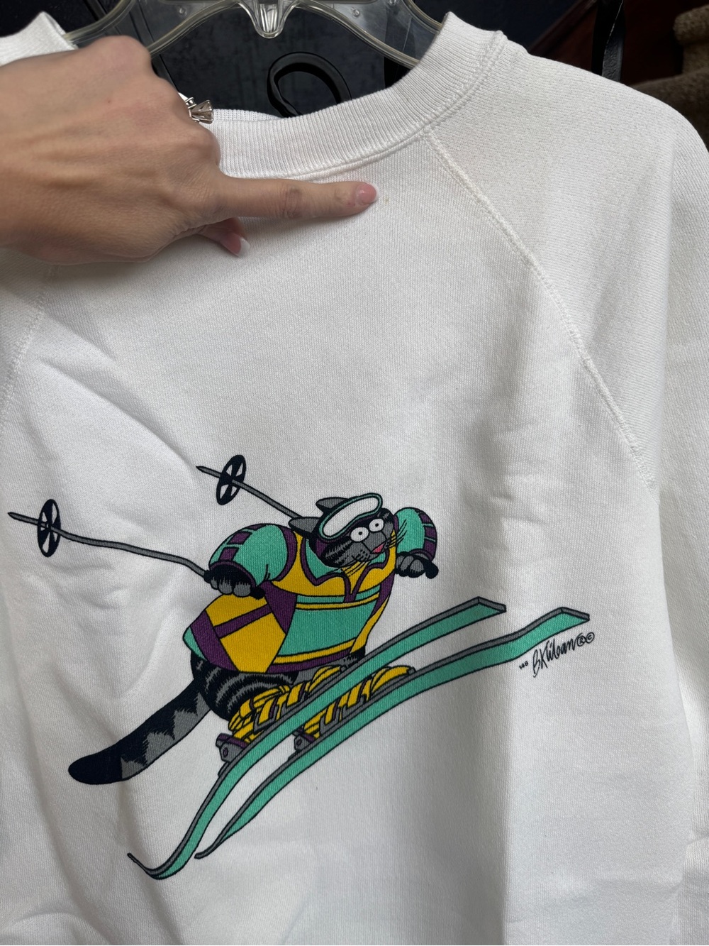 Vintage 70s Rare Large Crazy Shirts Hawaii B. Kliban Ski Cat Sweatshirt - Picture 7 of 13